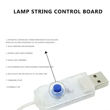 8 Modları Led şerit ışık / lamba kontrol Dimmer 5V USB devre için 100LED veya 200LED dize ışıkları noel ev partisi için
