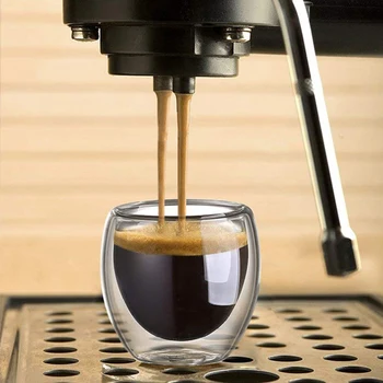 80ML çift duvarlı kupa bardak Şeffaf El Yapımı Isıya Dayanıklı çaylı içecek Bardak MİNİ Viski Bardağı 100 santigrat Espresso Kahve Fincanı