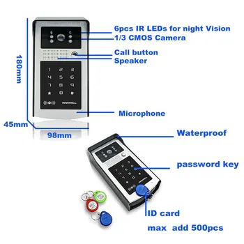 9 inç WİFİ Video Kapı Zili Tuya Su Geçirmez Açık interkom sistemi Akıllı Ev Kapı Telefonu Kamera İle KİMLİK Kartı Anahtar Şifre