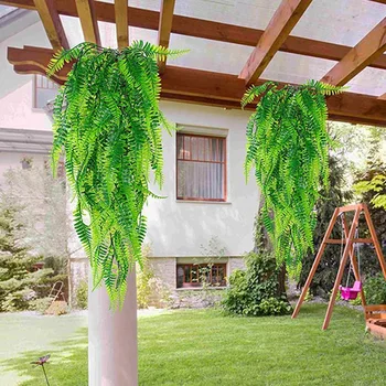 90cm Asılı Yapay Bitki Farsça Fern Yapraklar Sarmaşıklar Ev Bahçe Odası Dekor Sahte Bitkiler Çim Düğün Parti Duvar Dekorasyonu