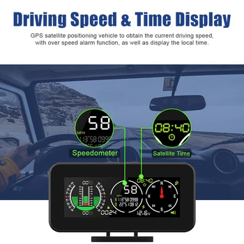 Araba HUD HEAD Up Display Hız Göstergesi Pusula GPS Aşırı Hız Alarmı Off Road Aksesuarları Dijital Hız eğim ölçer M60 İnklinometre
