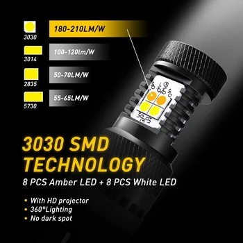 AUXITO 2 Adet T20 W21 / 5 W 7443 LED T25 3157 P27W LED Canbus Yok Hyper Flaş Switchback Beyaz Amber Çift Renkli DRL Dönüş sinyal ışığı