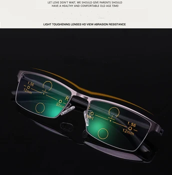 Ayarlanabilir Görüş Bifokal Optik Gözlük Yarı Çerçevesiz Geçiş Fotokromik İlerici Multifokal Güneş okuma gözlüğü
