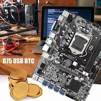 B75 8 GPU BTC Madencilik Anakart + CPU + Fan + tornavida takımı + Termal Gres 8 USB3.0 To PCIE1X Yuvası LGA1155 DDR3 SATA3. 0 Seti