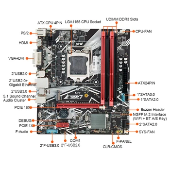 B75 Oyun PC Anakart Lga 1155 Seti ı5 3570 CPU 2*8=16GB DDR3 RAM USB3.0 SATA3. 0 Placa Mae Taban 1155 Oyun Montaj Kiti