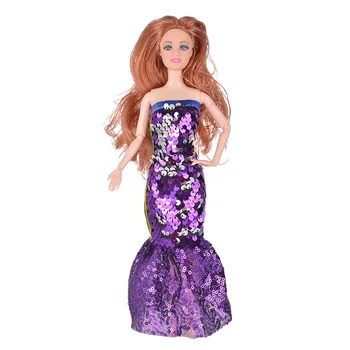 Barbi oyuncak bebek giysileri Prenses Giydirme Elbise Sequins Fishtail Etek Giyim Velcro Uzun Etek Bebek Aksesuarları