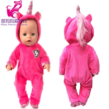 Bebek Bebek Giysileri 43cm Doğan Bebek Bebek Kürk Unicorn Kıyafet Seti 40cm Yeniden Doğmuş Bebek Bebek Ceket Hoodie Takım Elbise Oyuncak Giyim