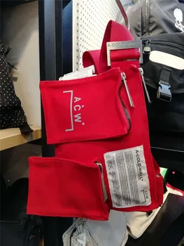 Bir-SOĞUK-DUVAR * Bel Paketleri Çanta Kırmızı Siyah Rahat Bir-SOĞUK-DUVAR Çanta Tuval İşlevli ACW Paketi