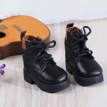 BJD bebek ayakkabıları 1/6 boyutu SD moda rahat yüksek tüp bağcık yuvarlak burunlu ayakkabı deri serin moda klasik siyah yarım çizmeler
