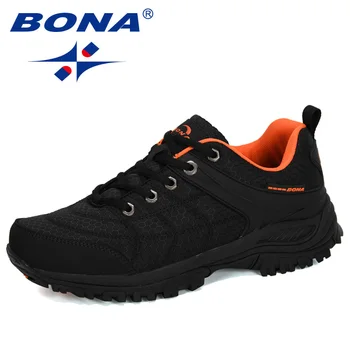 BONA 2020 Yeni Tasarımcılar Popüler yürüyüş ayakkabıları Adam Nubuk Deri Örgü Açık Erkekler Sneakers Tırmanma Ayakkabı Erkekler spor ayakkabılar Moda