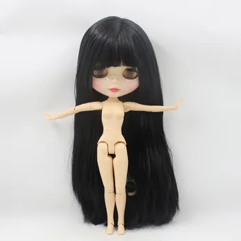 BUZLU DBS Blyth doll bjd oyuncak siyah düz uzun saç beyaz cilt ortak vücut 1/6 30cm anime oyuncak kız hediye anime