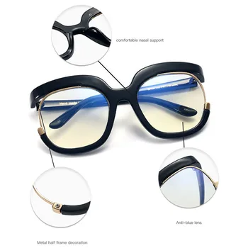 Büyük boy Anti-mavi ışık gözlük çerçevesi Kadın Büyük şeffaf Gözlük Kadınlar İçin Vintage Yeni Moda Bilgisayar gözlük çerçevesi