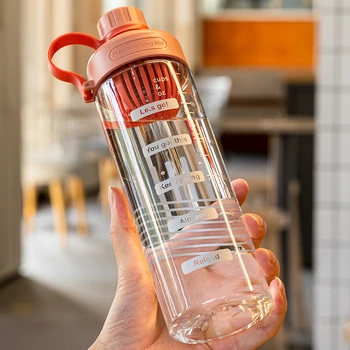 Büyük Kapasiteli Su Şişesi Çay Bölücü Bardak Plastik Su Bardağı Zaman Ölçeği Buzlu Açık Spor Salonu Öğrenci Çift Bardak Kız