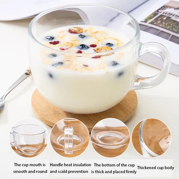 Cam Bardak Kupalar çaylı içecek Tatlı Kahvaltı Yaratıcı Süt Gözlük Kahve Kupa Bardak Bambu kapak kolu Şeffaf Drinkware Hediye