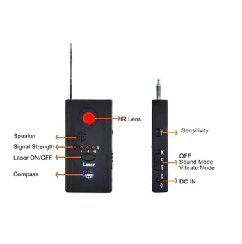 CC308 Tam Aralık Anti-Casus Hata Dedektörü Mini kablosuz kamera Gizli Sinyal GSM Cihaz Bulucu Gizlilik Korumak Güvenlik