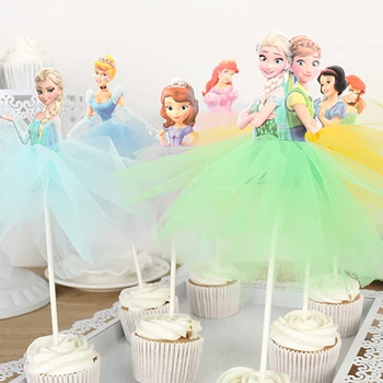 Disney Dondurulmuş elsa ve anna prenses Kek peçe kızlar için favor kek toppers doğum günü pastaları parti dekorasyon anniversaire fille