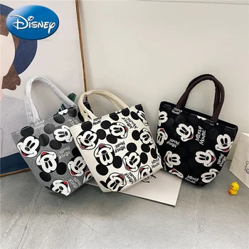 Disney Mickey Mouse Bayan Tuval Crossbody omuzdan askili çanta Karikatür Moda Minnie Çanta Büyük Kapasiteli alışveriş çantası Seyahat Ürünleri