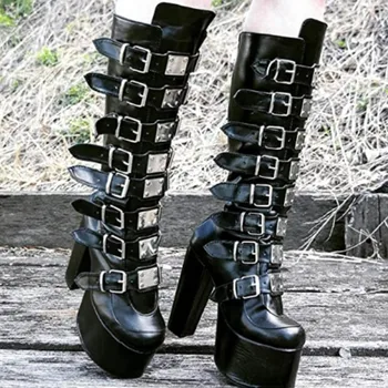 DORATASİA INS Hit Satış Toka Başak Yüksek Topuk Orta Buzağı Platformu bayan Botları Zarif Moda Lüks Marka Punk Gotik Ayakkabı