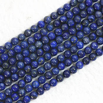 Doğal lapis lazuli taş 6mm yuvarlak boncuk 8 satırlar dıy kolye 18 
