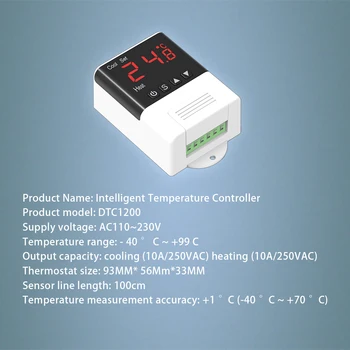 DTC1200 AC 110V 220V Termostat NTC Sensörü dijital ekran WiFi sıcaklık kontrol cihazı Termoregülatör İsıtma Soğutma İçin