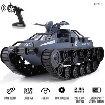 EBOYU 1203 RC tank araba 1: 12 Ölçekli 2.4 GHz Uzaktan Kumanda Şarj Edilebilir Sürüklenme Tankı 360° Dönen Araç Çocuklar için Hediyeler