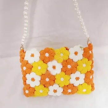 El dokuma yün sırt çantası çanta güzel çiçekler güzel tığ işi çanta Uygun mobil depolama