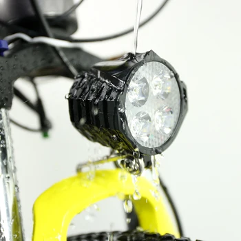 Elektrikli Bisiklet LED Far 12W 36V 48V Su Geçirmez E Bisiklet Ön İşık El Feneri 4 ışıkları ile Boynuz E bisiklet için