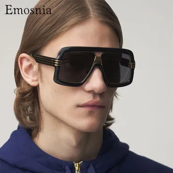 Emosnia Retro Leopar Kare Güneş Gözlüğü Erkekler Moda Boy Metal Vintage Lady Erkek güneş gözlüğü En Kaliteli Marka Tasarım UV400