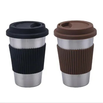 Endüstriyel Tarzı Paslanmaz Çelik Kahve Kupa El kapaklı bardak Kahve süt kupası Ofis Kahve çay fincanları Seyahat Kupa Hediyeler