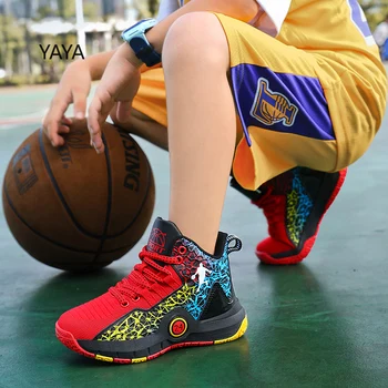 Erkek basketbol ayakkabıları Yüksek Kaliteli Üst Yumuşak kaymaz Çocuk Sneakers Kalın Taban Çocuk spor ayakkabılar Açık Erkek Eğitmen Sepeti