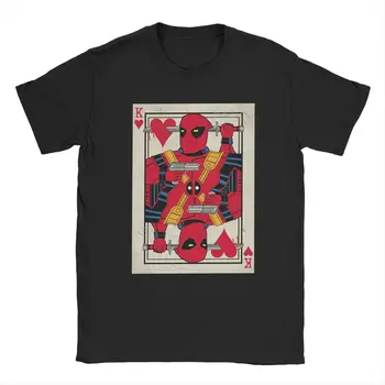Erkek Deadpool oyun kartı Marvel T Shirt Disney Saf pamuklu üst giyim Moda Kısa Kollu Ekip Boyun Tee Gömlek yazlık t-shirt