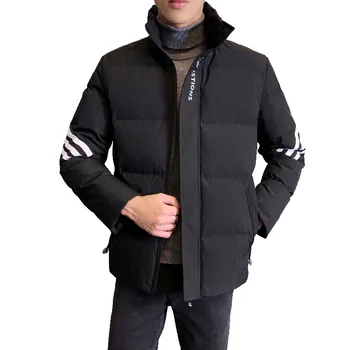Erkek kışlık ceketler Düz Renk Sıcak Fermuar Kalın Palto Aşağı Parkas Kabanlar Gevşek pamuklu üst giyim Yüksek Kaliteli Marka Giyim 2020