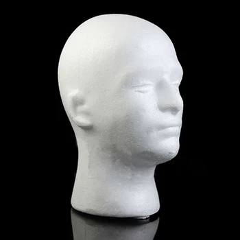 Erkek Manken Kafa Beyaz Strafor Köpük Kafa Kozmetik Modeli Peruk Ekran Gözlük Şapka Kulaklık Ekran Standı Raf