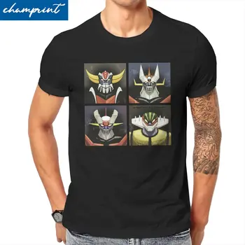 Erkek T-shirt Mazinger Z Grendizer Hipster %100 % Pamuk Tees Kısa Kollu Goldorak Actarus Anime T Shirt Elbise Hediye Fikri