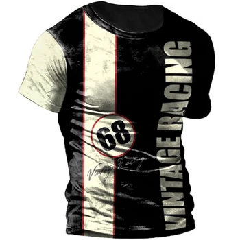 Erkek T-Shirt Spor yarış kıyafeti Yaz Moda Eğlence O-Boyun Kısa Kollu Gömlek Hızlı Kuru Malzeme Retro Trend 53 Numarası Tops