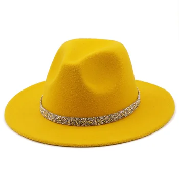Erkekler Kadınlar elmas bant fedora şapka Unisex fedoras moda şapkaları kadınlar ve erkekler için kilise şapka kaya şapka yıldız kaya Caz şapka