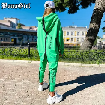 Eşofman İki Parçalı Set Jogger Kadın Spor Takım Elbise Spor Fermuar Koşu Femme Hoodies + pantolon seti Kazak Ropa Mujer Verano