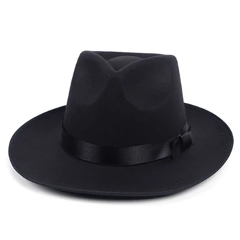 Fedora şapka retro silindir şapka yün İngiliz caz şapka erkek Michael Jackson şapka sonbahar ve kış unisex büyük şapka