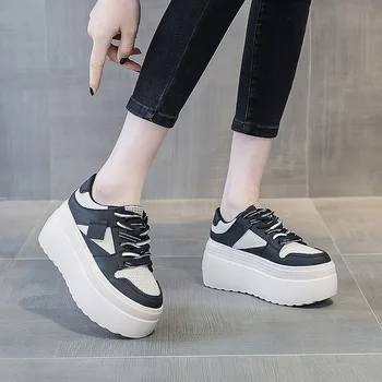 Fujin 8 cm Inek Hakiki Deri Sonbahar Bahar Platformu Kama Flats Moda Nefes Sneakers Tıknaz Casual Kadın Moccasins Ayakkabı