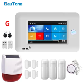 GauTone PG106 Ev Güvenlik Sistemi Kablosuz Ev GSM Alarm sistemi Kiti APP Kontrolü ile Duman Dedektörü Açık Siren