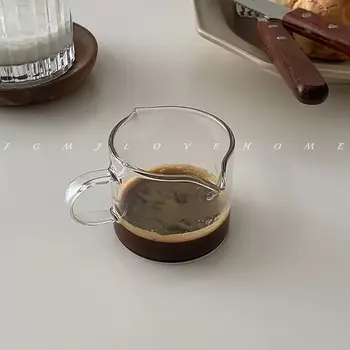 Ins Tarzı Cam süt kavanozu süt kupası espresso fincanı Çift Ağızlı Fincan Mini Basit içme kapları Mezun Küçük Ölçüm Kabı