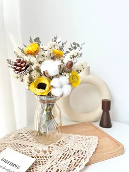 Işık Lüks Yüksek Dereceli Kurutulmuş Çiçekler Hava Kurutma dekorasyon Dıy kamış Ortanca Buket Oturma odası Çiçek düzenleme dekorasyon