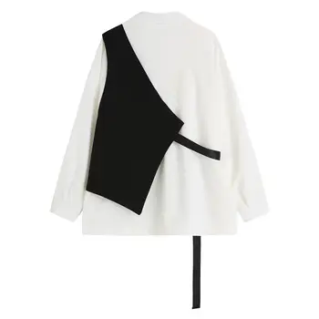 İlkbahar Sonbahar 3 Parça Takım Elbise Seti Harajuku BF Gevşek Şerit Çin Beyaz Bluz + Yelek + Çin Kargo Pantolon Unisex Streetwear Kargo Pantolon