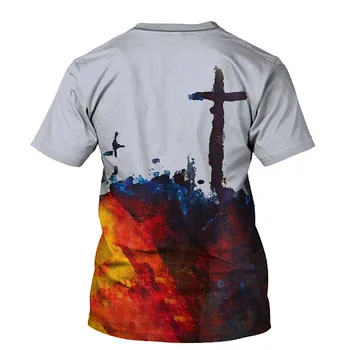 İsa Çapraz 3D Baskı erkek tişört İsa Kostüm 2022 Yaz O-Boyun Tees Hıristiyan Tarzı erkek Moda Rahat Artı Boyutu Tops