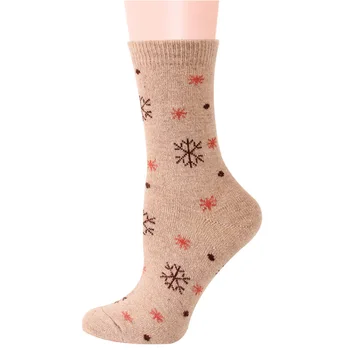 Jakarlı Kar Tanesi Noel Yün Çorap Kalınlaşmak Sıcak kadın Çorap Noel Baba Elk Tavşan Yün kadın Çorap