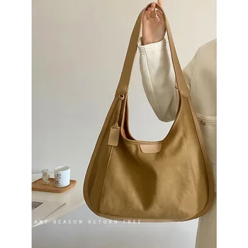 Kadın kol çantası Çanta Kadın Büyük Kapasiteli Tuval alışveriş çantası Rahat Pu Deri Kayış Bayan askılı çanta Kız Eko Çanta