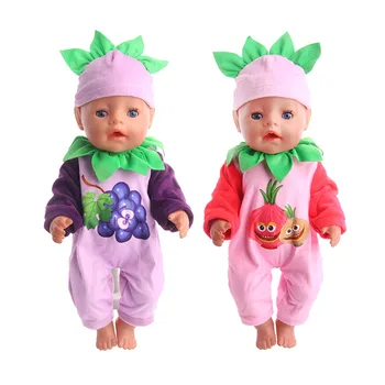 Karnaval Tulum Meyve Baskı Ve Şapka Yeşil Yaprakları İle Bir Set Fit 18 inç amerikan oyuncak bebek Ve 43cm Bebek Nesil çocuk Hediye