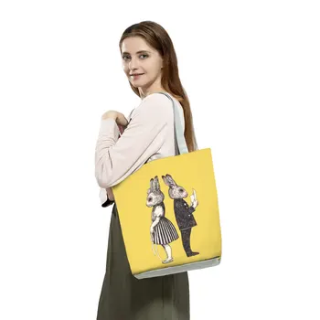 Kawaii Karikatür Bayan omuz çantaları Sevimli Kedi Kız Baskı Çanta Yüksek Kapasiteli Açık Seyahat Alışveriş Çantaları Katlanabilir Kadın Çantası