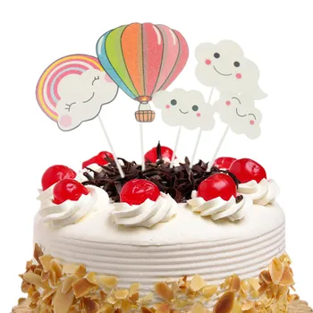 Kek Topper Gökkuşağı Çocuklar Mutlu Doğum Günü Olabilir Şerit Ay Cupcake Toppers Bayrakları Kek Pişirme Bebek Duş Parti Düğün DIY Dekor