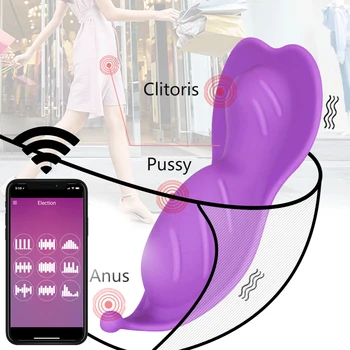 Kelebek Giyilebilir Yapay Penis Vibratör Kadınlar İçin Bluetooth Vibratör Kablosuz APP Uzaktan Kumanda Titreşimli Külot Seks Oyuncakları Çift İçin